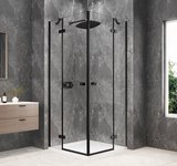 GLOBE BLACK štvorcová sprchová zástena 800x800mm, rohový vstup, číre sklo
