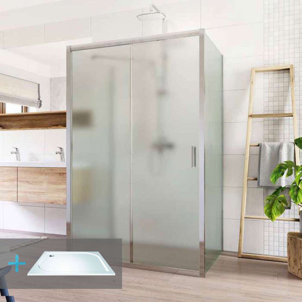 Mereo Sprchový set: LIMA, obdĺžnik, 100x120x100x190 cm, chróm ALU, sklo Point vr. vaničky liatý mramor