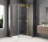 GLOBE GOLD MATT štvrťkruhová sprchová zástena 800x800mm, číre sklo, pravé