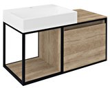SKARA umývadlová skrinka 100x49,5x46,5cm, čierna matná/dub Alabama