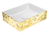KUBE X DIAMANTE keramické umývadlo na dosku 50x37cm, biela ExtraGlaze/zlata