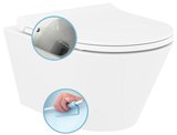 AVVA CLEANWASH závesná WC misa s bidet. spŕškou, Rimless, 35,5x53cm, biela