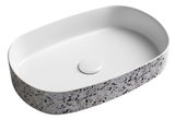 INFINITY OVAL keramické umývadlo na dosku, 55x36cm, terrazzo