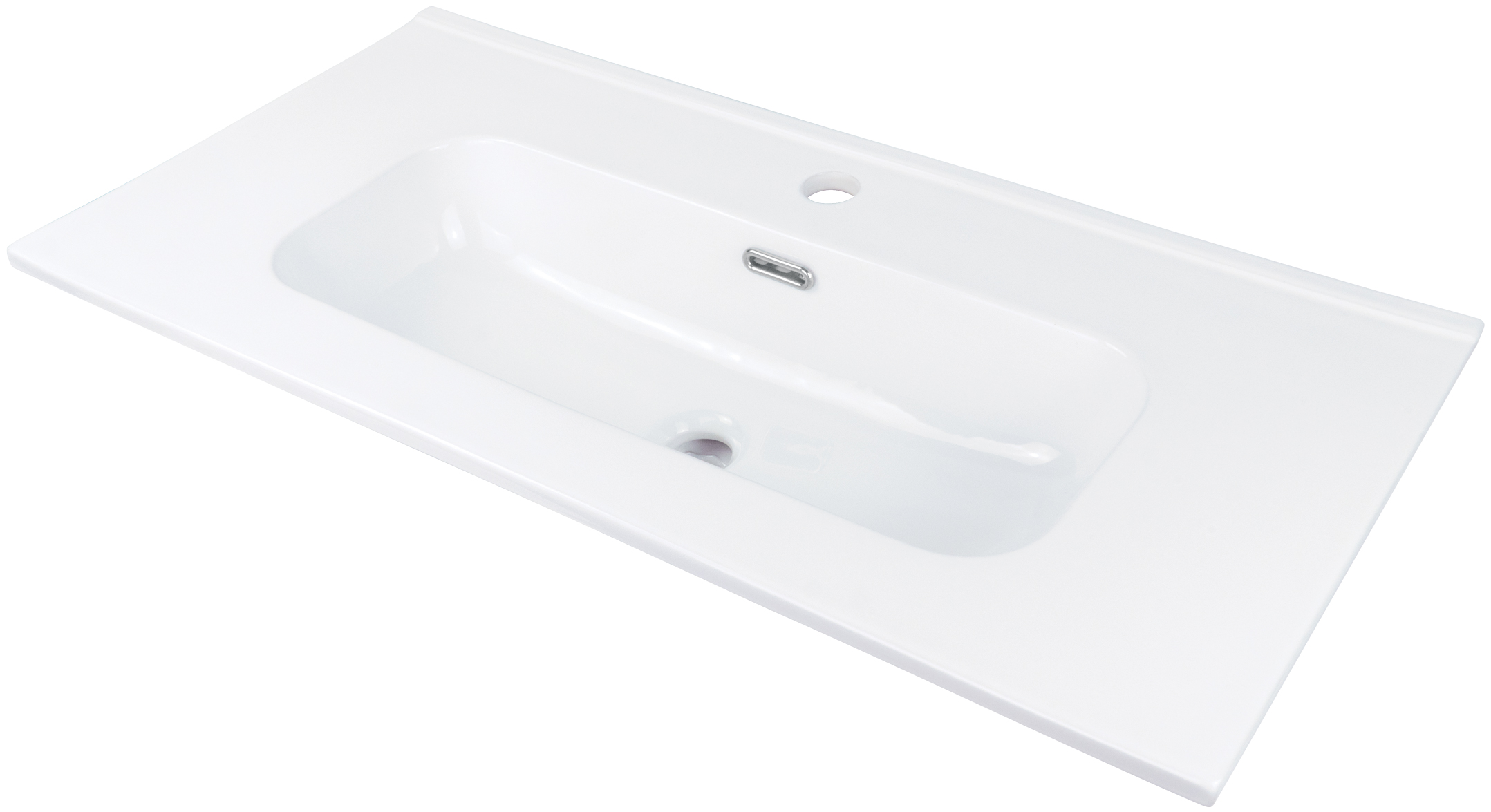 Tubo - Umywalka ceramiczna wpuszczana z miejscem na baterię - 80 cm