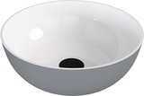 BANERA ROUND umývadlo na dosku, liaty mramor, priemer 39cm, biela/šedá mat