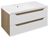 WAVE umývadlová skrinka 89,7x45x47,8cm, ľavá, biela/dub cuneo
