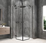 GLOBE GUN METAL štvorcová sprchová zástena 1000x1000mm, rohový vstup, číre sklo