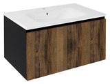 LOREA umývadlová skrinka 80x44x51,2cm, 1x zásuvka, dub collingwood/čierna mat