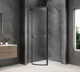 GLOBE GUN METAL štvrťkruhová sprchová zástena 900x1000mm, číre sklo, ľavá