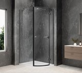 GLOBE GUN METAL štvrťkruhová sprchová zástena 900x1000mm, číre sklo, pravé