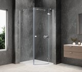 GLOBE CHROME štvrťkruhová sprchová zástena 800x900mm, číre sklo, pravé